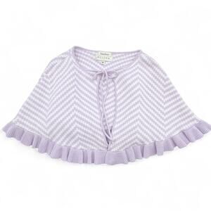 Helena Neiman Marcus Girls Knit Cape Poncho M Chevron Ruffle Princesscore Purple